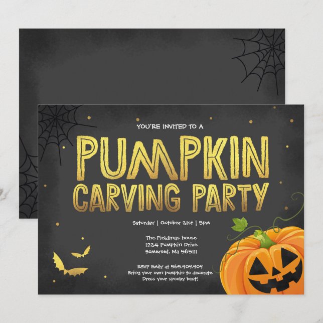 Halloween Pumpkin Carving Party Invitation (Front/Back)