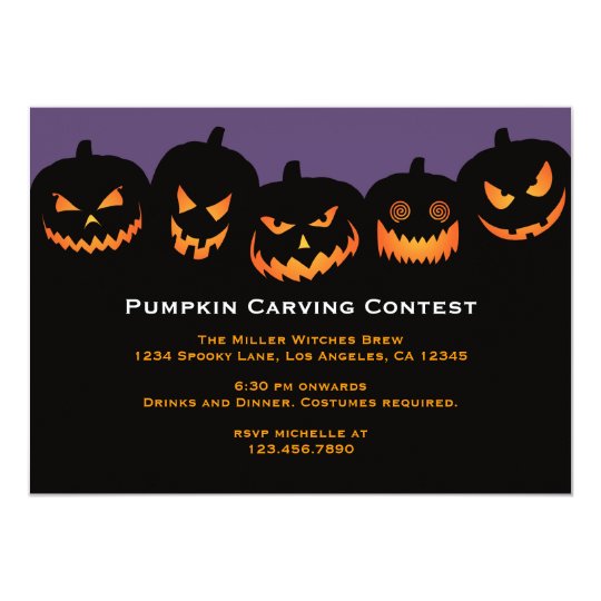 halloween pumpkin carving party invitation zazzle com size of normal chart paper