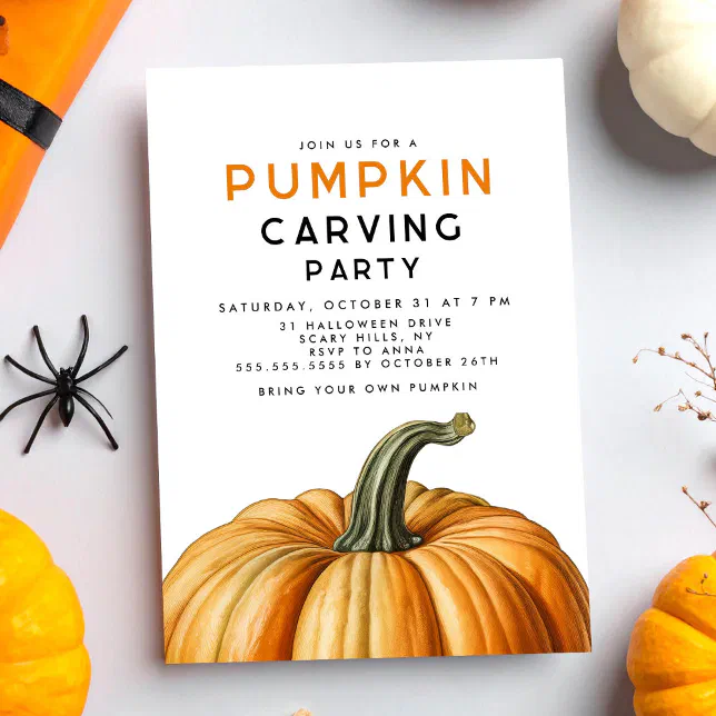Halloween pumpkin carving party invitation | Zazzle