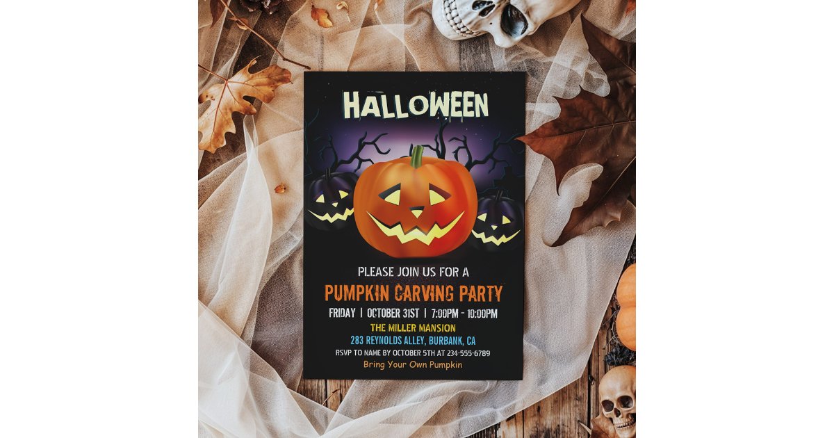 Halloween Pumpkin Carving Party Invitation | Zazzle