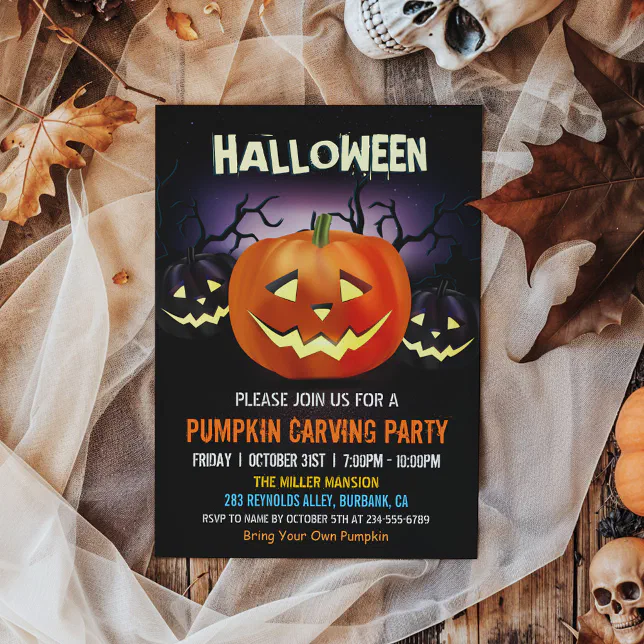 Halloween Pumpkin Carving Party Invitation | Zazzle