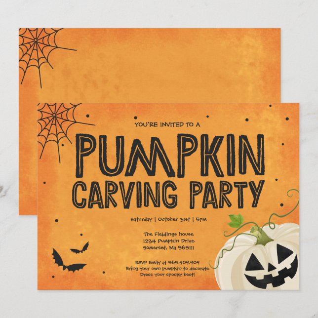 Halloween Pumpkin Carving Party Invitation (Front/Back)