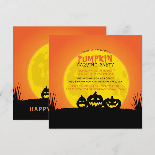 Halloween Pumpkin Carving Party Invitation | Zazzle