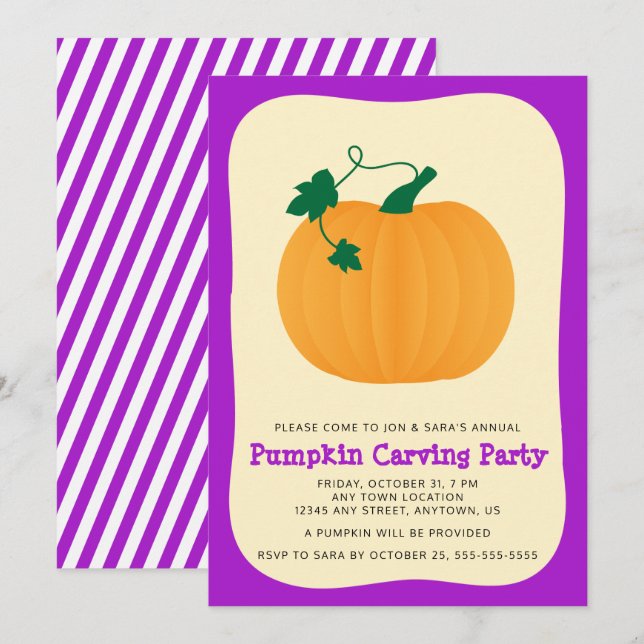 Halloween Pumpkin Carving Party Invitation (Front/Back)