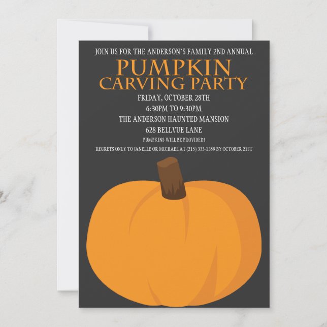 Halloween Pumpkin Carving Party Invitations (Front)