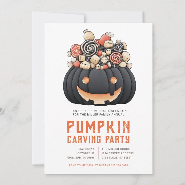 Halloween Pumpkin Carving Party Invitations (Front)