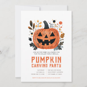 Halloween Pumpkin Carving Party Invitations