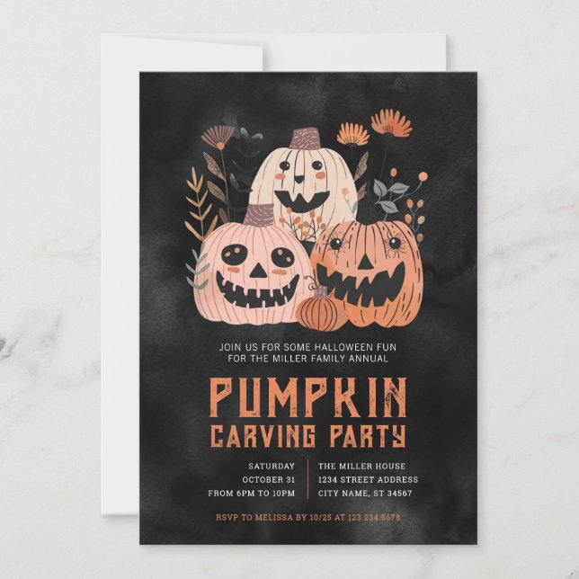 Halloween Pumpkin Carving Party Invitations (Front)