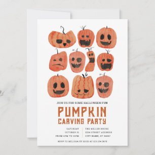 Halloween Pumpkin Carving Party Invitations