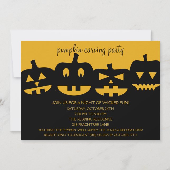 Halloween Pumpkin Carving Party Invitations (Front)