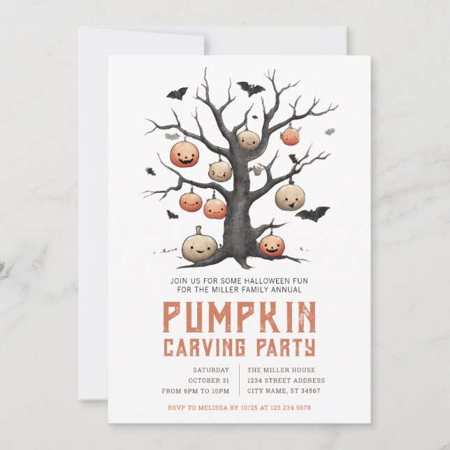 Halloween Pumpkin Carving Party Invitations (Front)