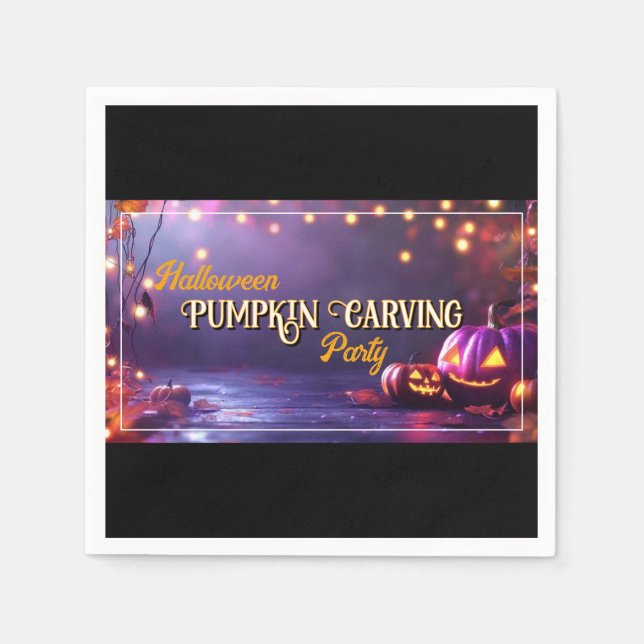 Halloween Pumpkin Carving Party Napkins (Front)