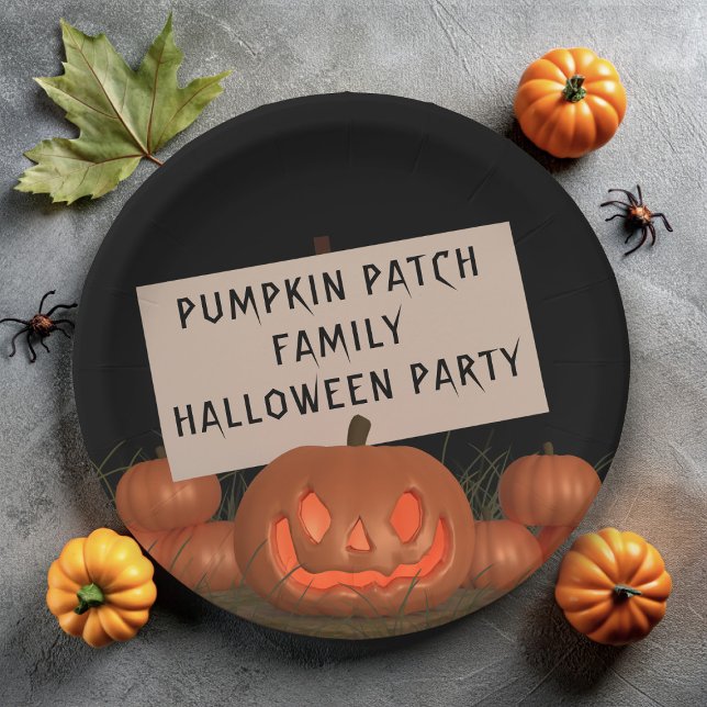 Halloween Pumpkin Carving Party Paper Plates (Boo! Not so spooky pumpkins paper plates for your Halloween party. Just add your name!)