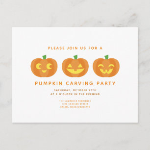 Halloween Pumpkin Carving Party Postcard Invite