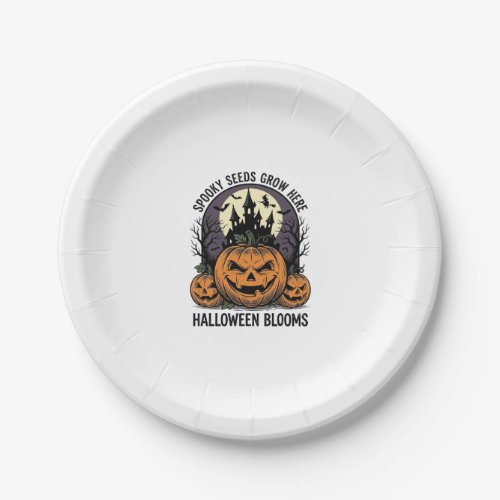 Halloween Pumpkin Castle Vintage Spooky Shirt_1 Paper Plates