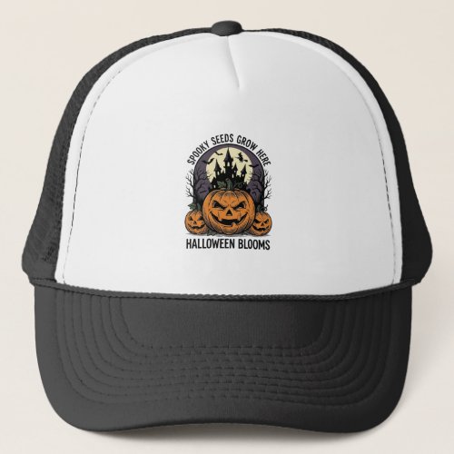 Halloween Pumpkin Castle Vintage Spooky Shirt_1 Trucker Hat