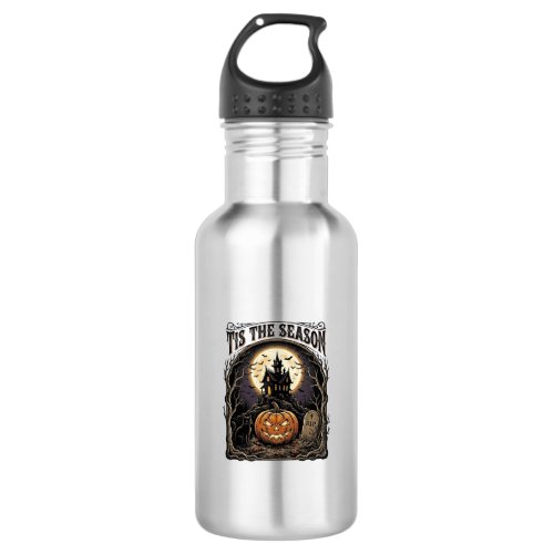 Halloween Pumpkin Cat Haunted Vintage Season Scene Stainless Steel Water Bottle