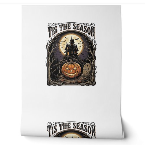 Halloween Pumpkin Cat Haunted Vintage Season Scene Wallpaper