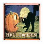 Halloween Pumpkin & Cat Photo Sculpture<br><div class="desc">Pumpkin being scared by the black cat while the moon looks on.</div>