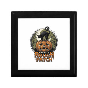 Halloween Pumpkin Cat Rough Patch Vintage Engravin Gift Box