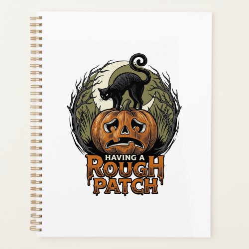 Halloween Pumpkin Cat Rough Patch Vintage Engravin Planner