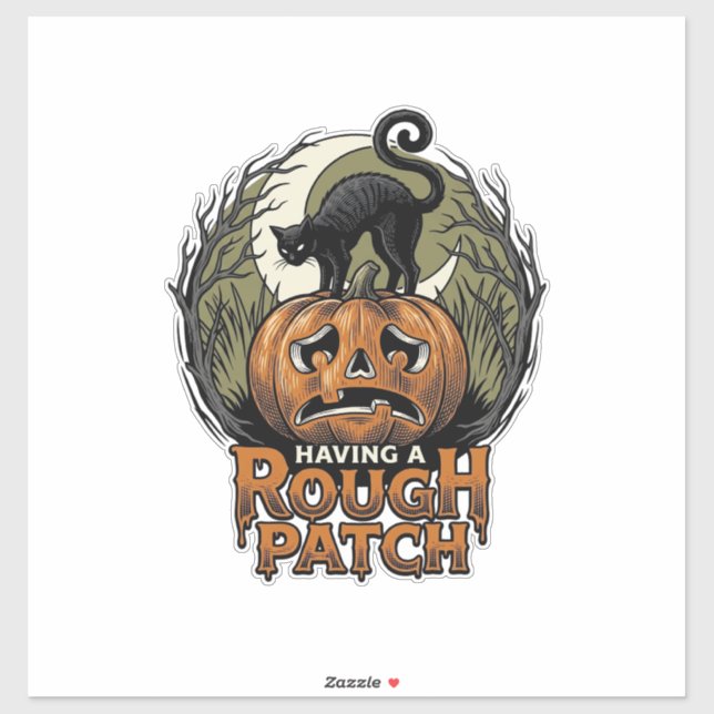 Halloween Pumpkin Cat Rough Patch Vintage Engravin Sticker (Sheet)