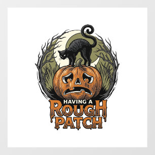 Halloween Pumpkin Cat Rough Patch Vintage Engravin Window Cling