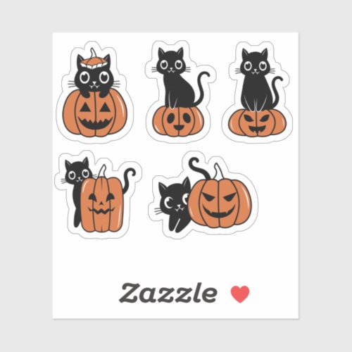 Halloween pumpkin cat sticker