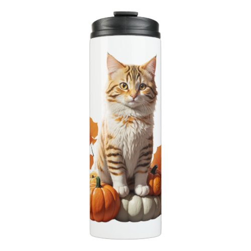 halloween pumpkin cat   thermal tumbler