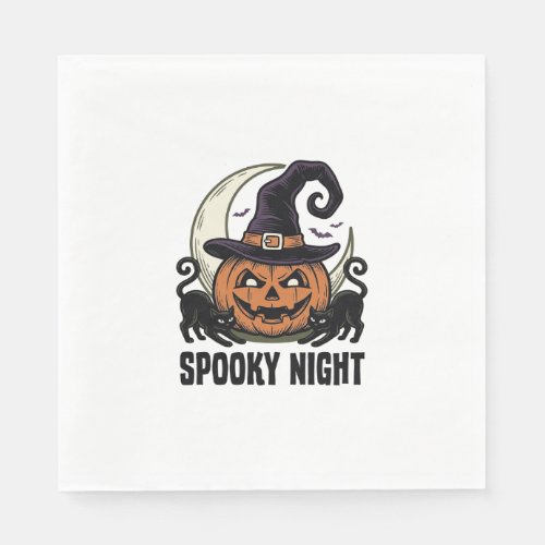 Halloween Pumpkin Cat Witch Hat Vintage Shirt_1 Napkins