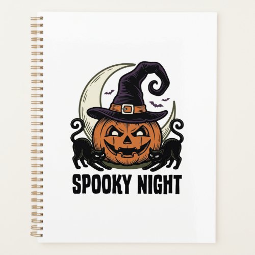 Halloween Pumpkin Cat Witch Hat Vintage Shirt_1 Planner