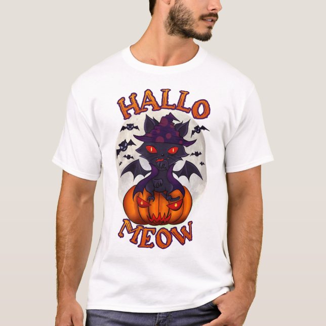 Halloween Pumpkin Catoween T-Shirt (Front)