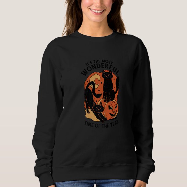 Halloween Pumpkin Cats scary Fun Sweatshirt (Front)