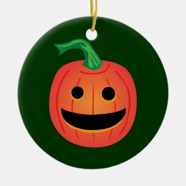 Halloween Pumpkin Ceramic Ornament (Front)