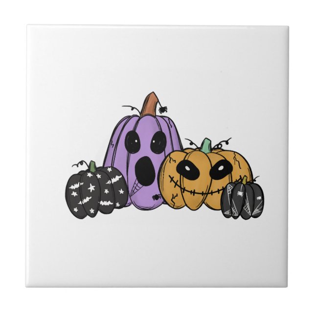 Halloween Pumpkin                                Ceramic Tile (Front)