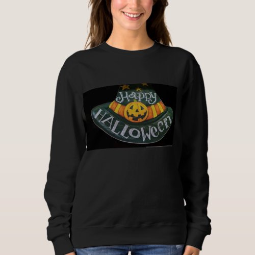 Halloween Pumpkin Chalk Hat Graphic Teacher Sweatshirt