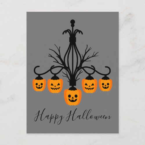 Halloween pumpkin chandelier postcard