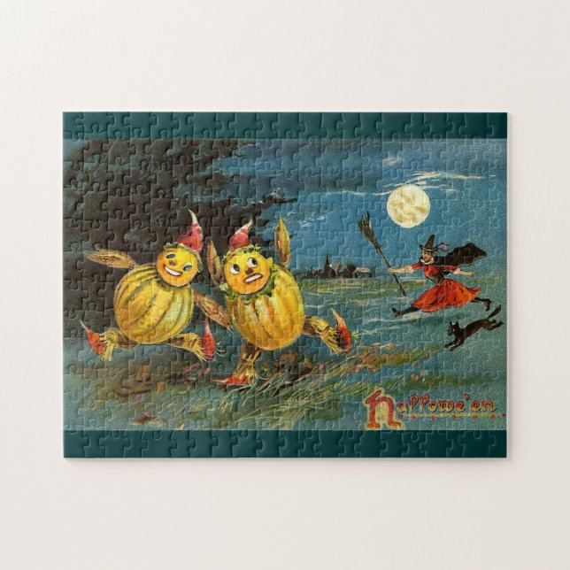 Halloween Pumpkin Characters and Witch Jigsaw Puzzle (Horizontal)