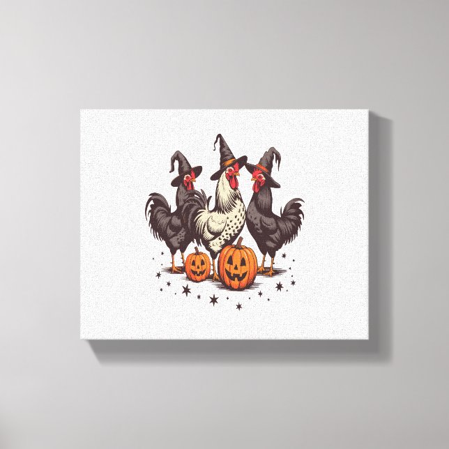 Halloween Pumpkin Chicken Witch Fall Canvas Print (Front)