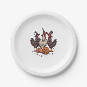 Halloween Pumpkin Chicken Witch Fall Paper Plates