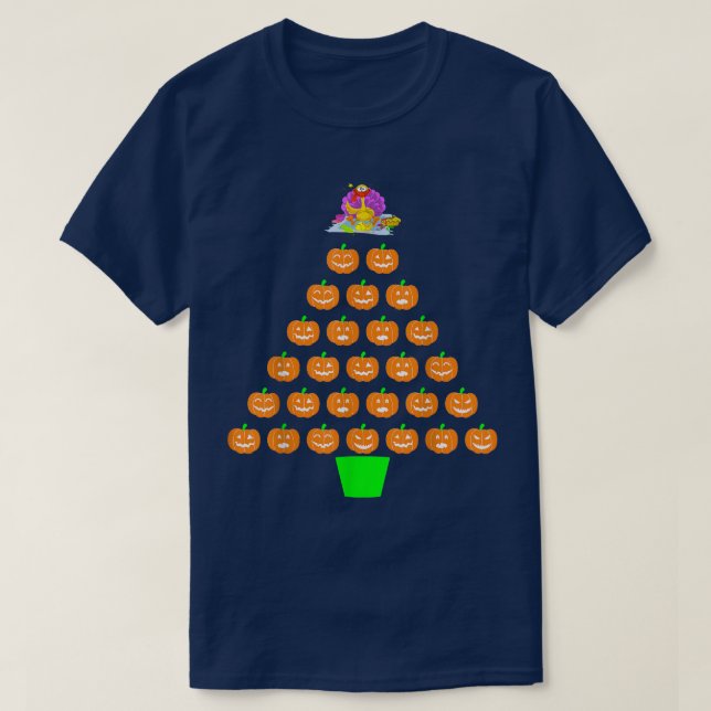 Halloween Pumpkin Christmas Tree Thanksgiving Turk T-Shirt (Design Front)