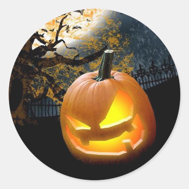 Halloween Pumpkin Classic Round Sticker (Front)