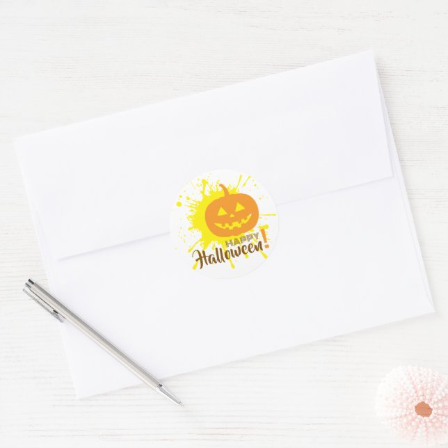 Halloween Pumpkin Classic Round Sticker (Envelope)