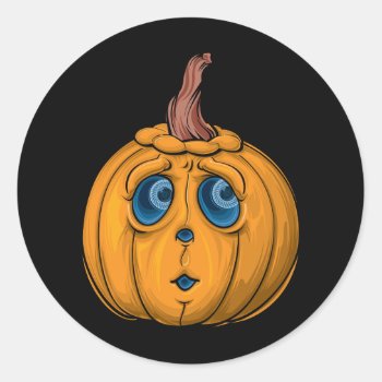 Halloween Pumpkin Classic Round Sticker by Xuxario at Zazzle