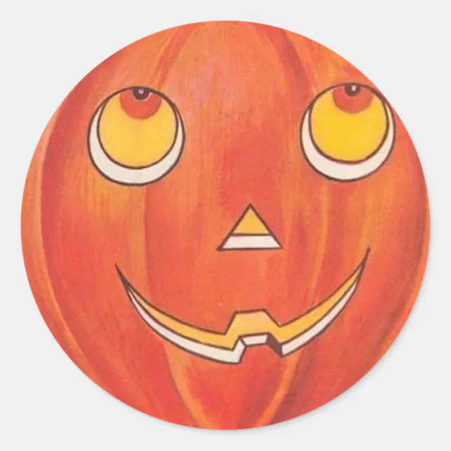 Halloween Pumpkin Classic Round Sticker | Zazzle