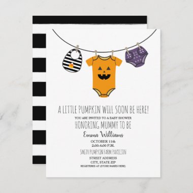 Halloween Pumpkin Clothesline Baby Shower Invitation