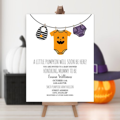 Halloween Pumpkin Clothesline Baby Shower Invitation