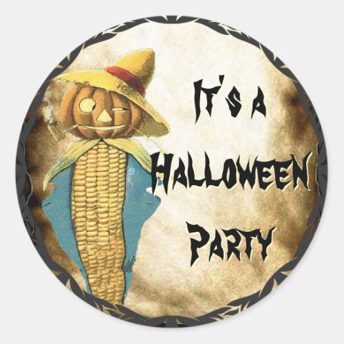 HALLOWEEN PUMPKIN  Corn Scarecrow Corn Cob Pipe Classic Round Sticker