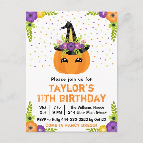 Halloween Pumpkin Costume Birthday Party White Pos Postcard