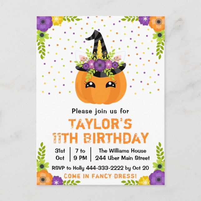 Halloween Pumpkin Costume Birthday Party White Pos Postcard (Front)